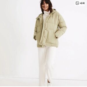 Madewell Holland Quilted Puffer Parka Jacket size Small color beige
